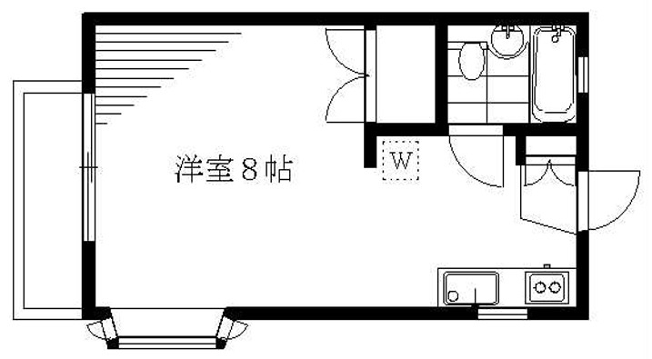 洋室8帖　キッチン　ユニットバス