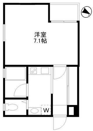 洋室7.1帖　キッチン　バス　トイレ　バルコニー