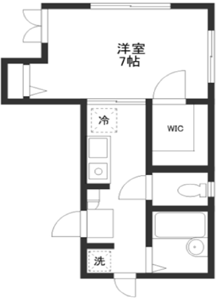 洋室7帖　キッチン　バス　トイレ