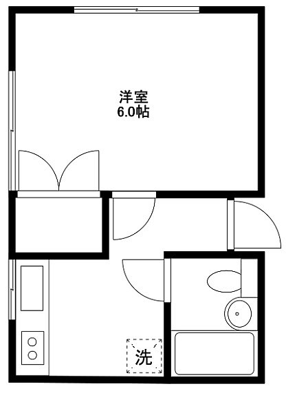 洋室6帖　キッチン　ユニットバス