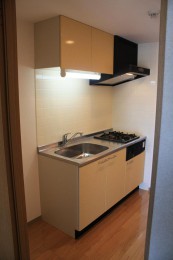 システムキッチンは２口ガスコンロ内蔵！