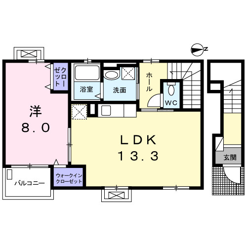 広々と使えるリビングが特徴的な1LDKタイプ