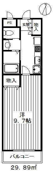 ひろい1Kです。女性も安心の設備充実物件。
