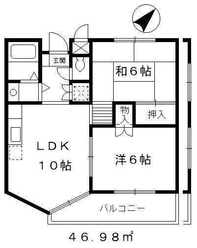【ペット相談可】使いやすい角部屋2LDKタイプ※反転タイプ