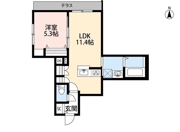 使いやすい間取りの1LDKタイプ