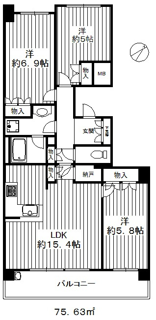 南向きの広い間取り。とにかくゆったりした空間。