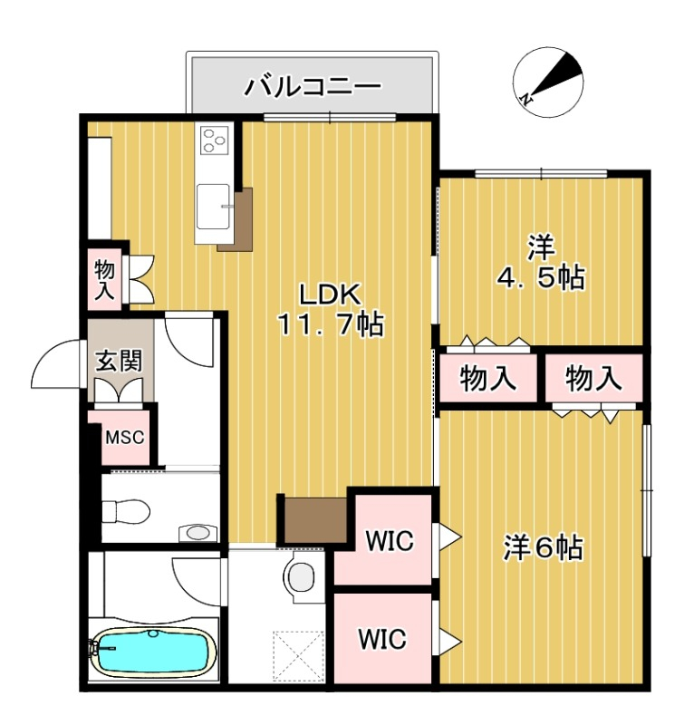 収納たっぷりで嬉しい。冬に嬉しい床暖房。
