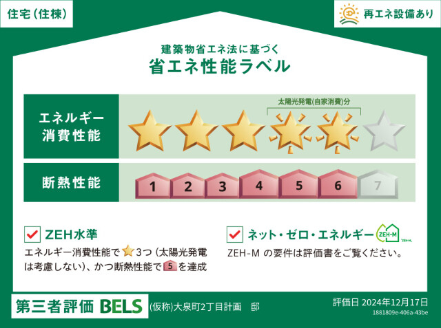 省エネ性能表示におけるZEH-Mの評価取得物件です。