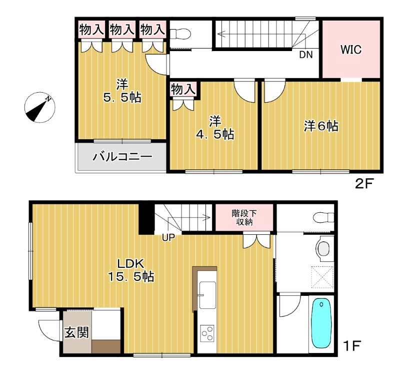 全てのお部屋が南東向き。解放感がある間取り