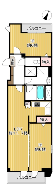 南向き。上階で日当たりも期待