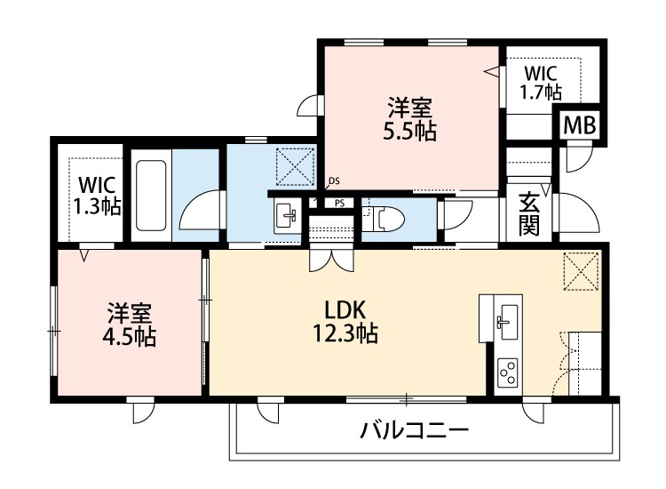 WICが2つ付いた収納豊富な間取りです