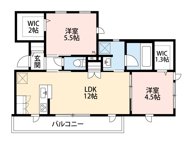 WICが2つ付いた収納豊富な間取りです