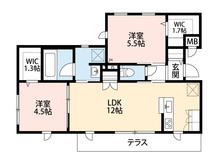 WICが2つ付いた収納豊富な間取りです