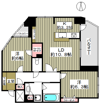 人気のオール洋室で開放的な角部屋です。