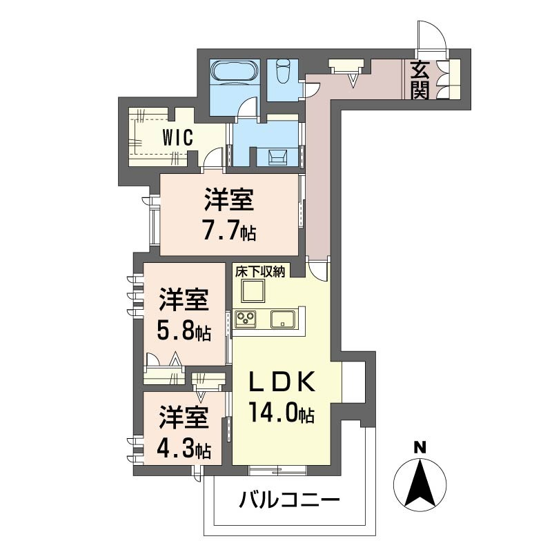 収納豊富な使いやすい3LDKです