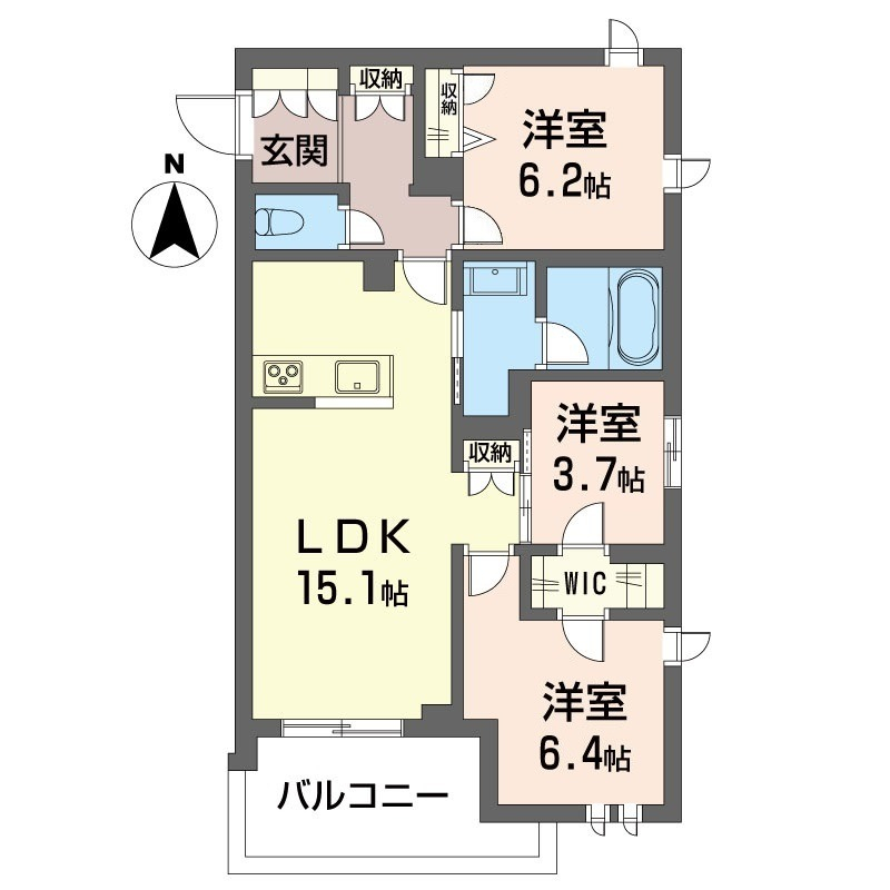 収納豊富な使いやすい3LDKです