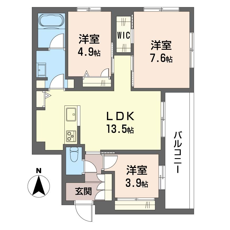 収納豊富な使いやすい3LDKです