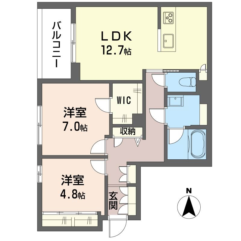 収納豊富な使いやすい2LDKです