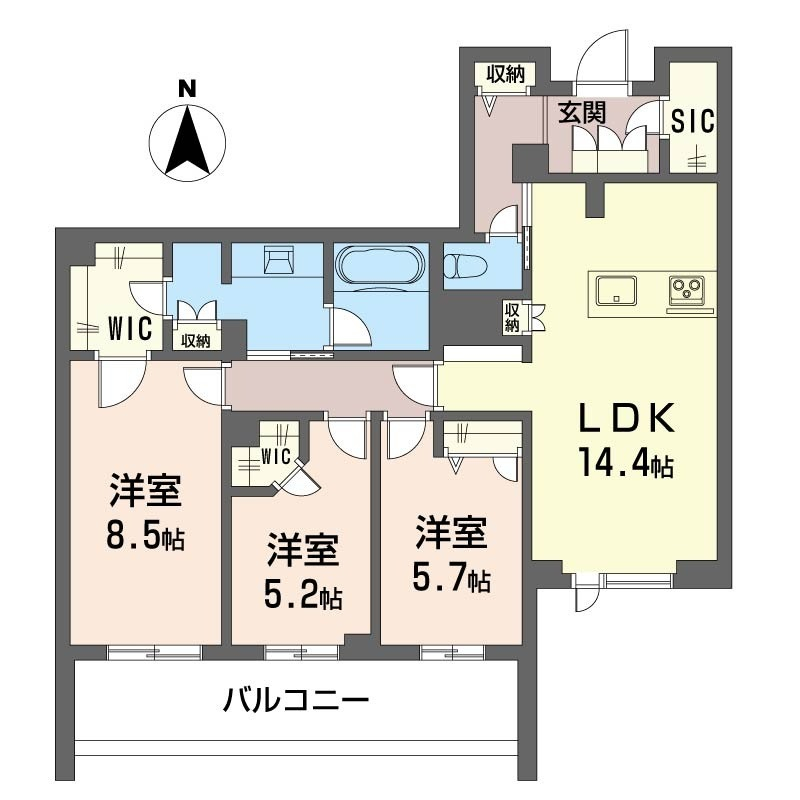 収納豊富な使いやすい3LDKです