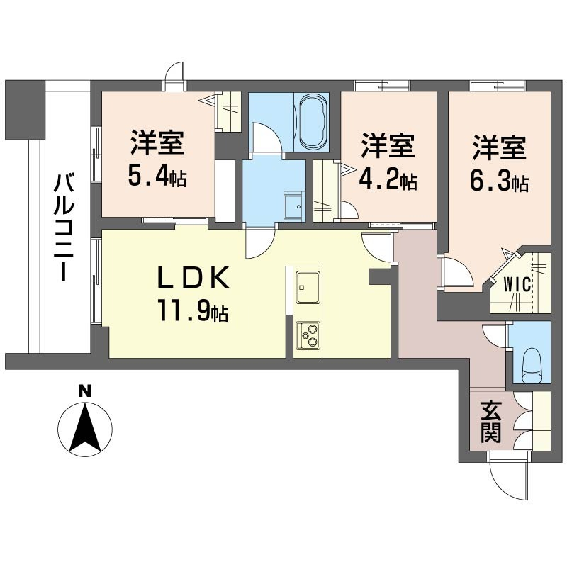 収納豊富な使いやすい3LDKです
