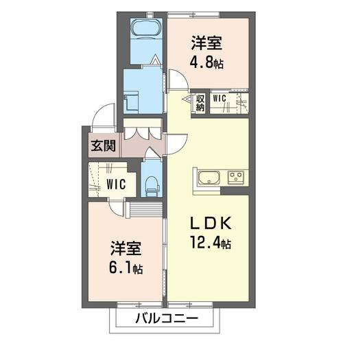 振分タイプの２ＬＤＫです。玄関ホール・独立洗面脱衣所・カウンターＫがポイント。