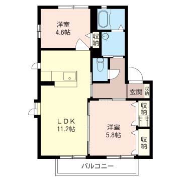 隣室とは収納で接している為、音が気になりません。