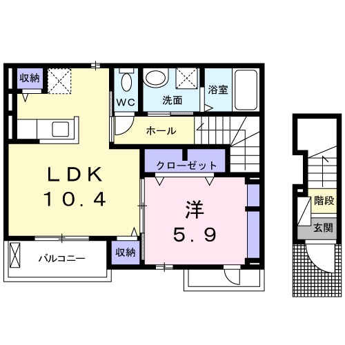 10.4帖と広いLDKが特徴のお部屋