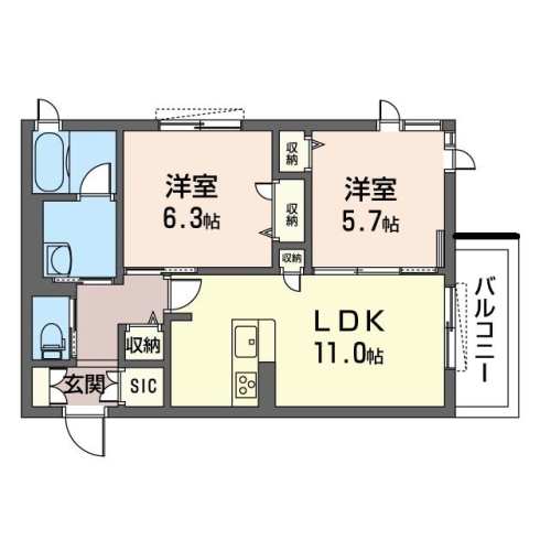 全居室に収納あり。窓が多い角部屋