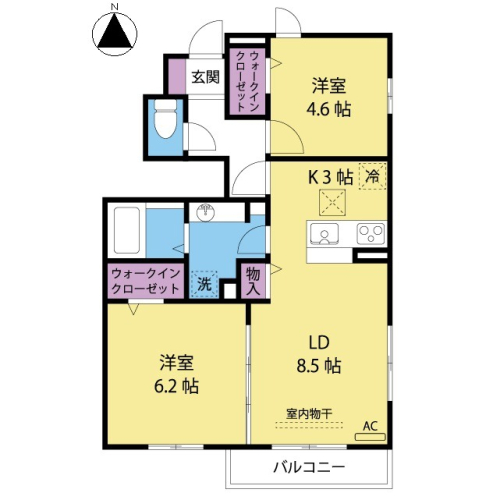 収納たっぷり。南向きです。