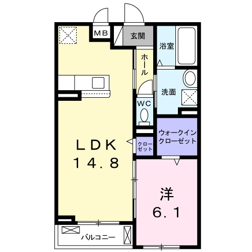 広い14.8帖のLDKですよ
