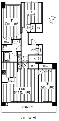 南向きの広い間取り。とにかくゆったりした空間。