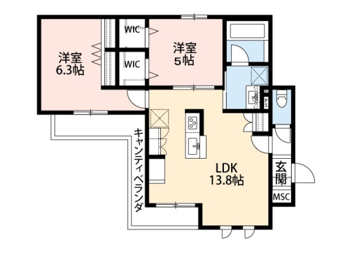 話題のカウンターキッチンと豊富な収納