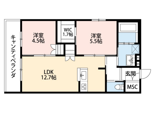 日当りの良さそうな南西角部屋