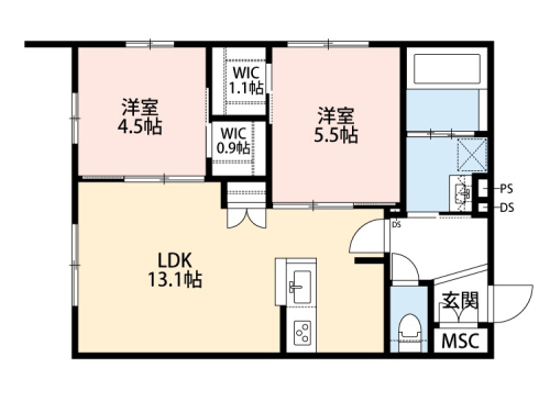 角部屋。収納たっぷりです。