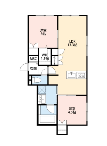 【ペット共生型】住環境整った角部屋の2LDKタイプ