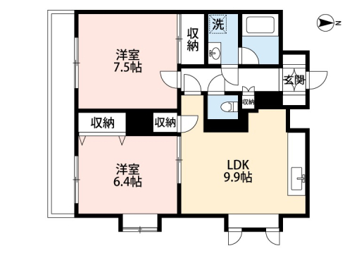 広いバルコニーが特徴的な使いやすい間取り