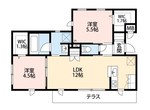 WICが2つ付いた収納豊富な間取りです