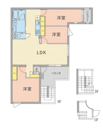 【84㎡超】個性的な間取りの3LDK