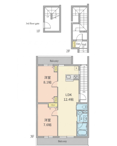 奥行きのあるLDKが特徴のお部屋