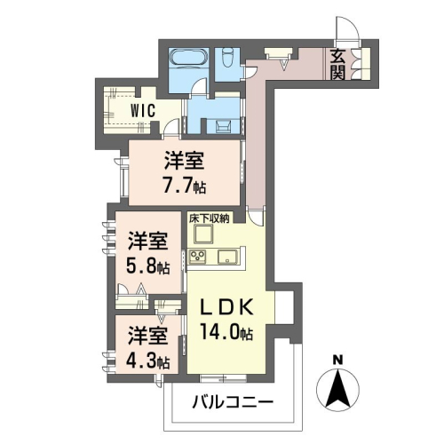 収納豊富な使いやすい3LDKです