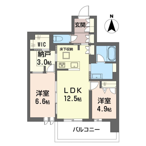 収納豊富な使いやすい2LDKです
