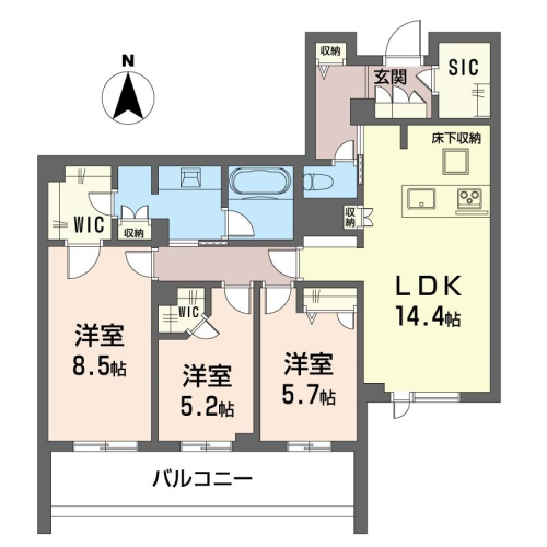 収納豊富な使いやすい3LDKです