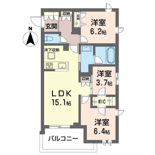 収納豊富な使いやすい3LDKです