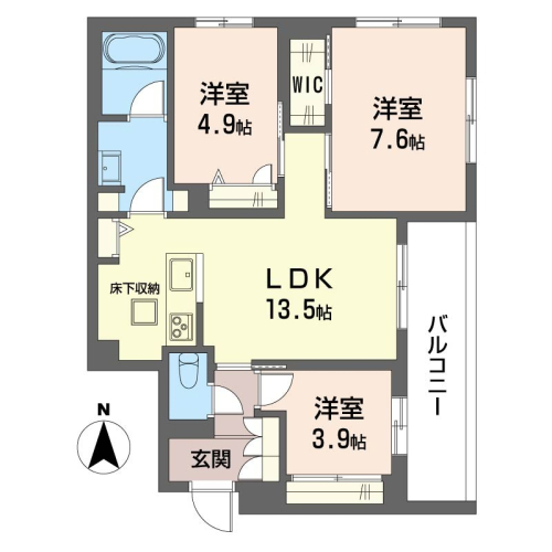 収納豊富な使いやすい3LDKです