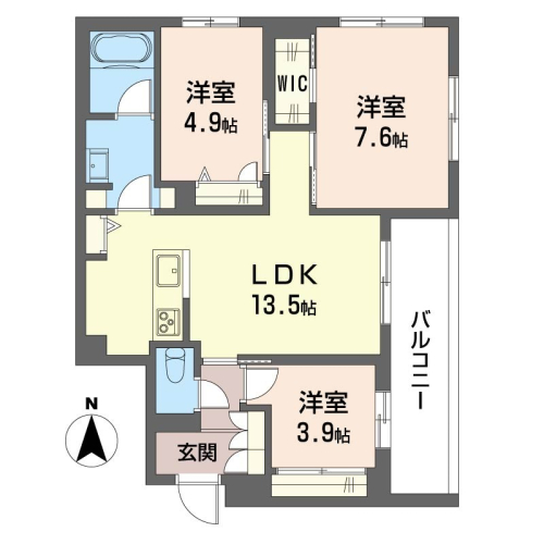 収納豊富な使いやすい3LDKです