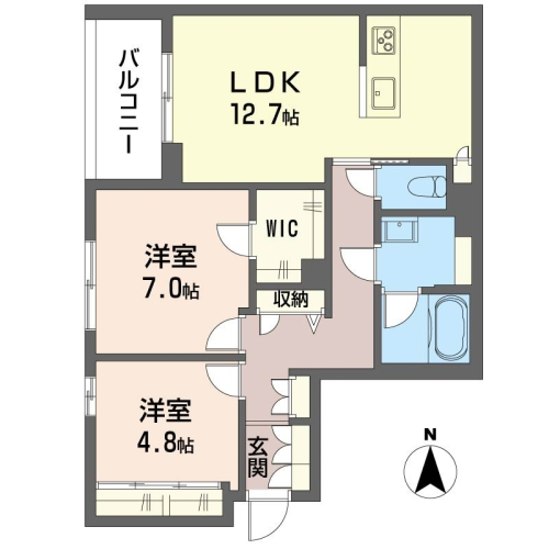 収納豊富な使いやすい2LDKです
