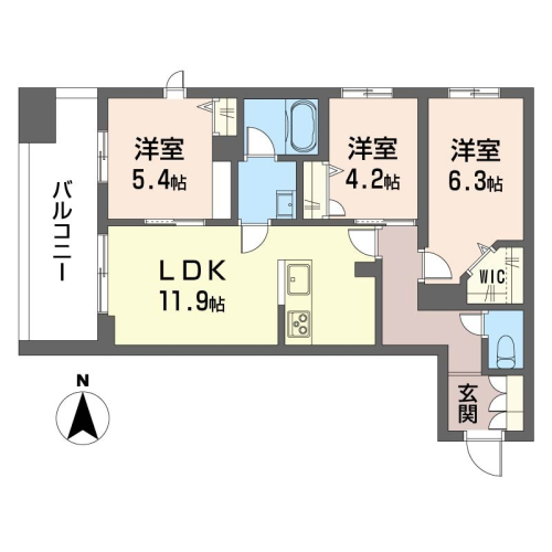 収納豊富な使いやすい3LDKです