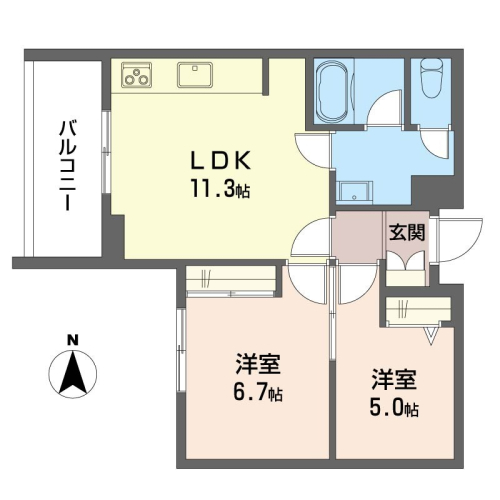 収納豊富な使いやすい2LDKです