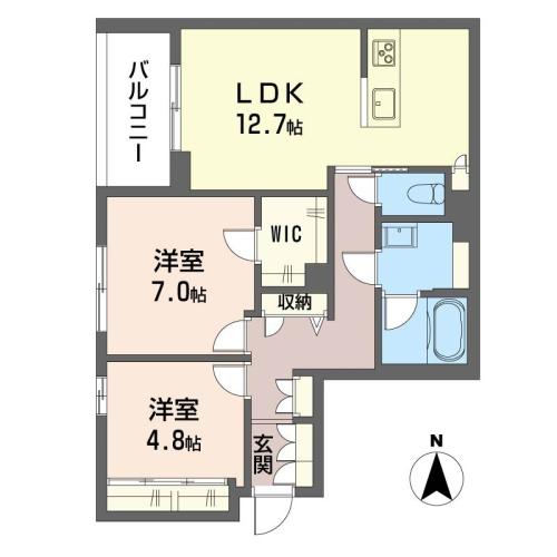 収納豊富な使いやすい2LDKです