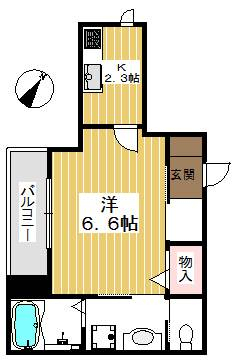 ゆとりある間取りと充実設備の1K